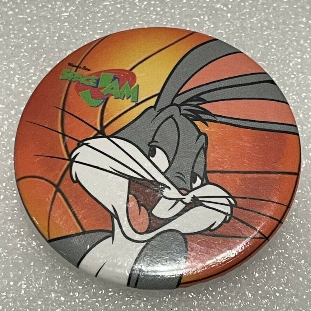Vtg 1996 Space Jams Bugs Bunny Promo Movie Pin Back Button Badge Michael Jordon